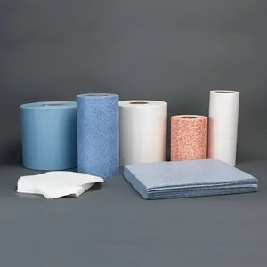 Custom Multifunctional Meltbown Woodpulp Non Woven Disposable Industrial Heavy Duty Cleaning Cloth Wipes Big Tub Blue Roll