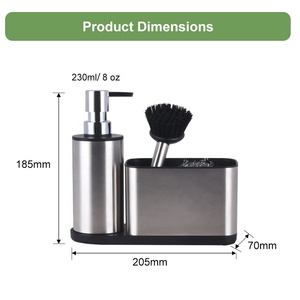 Distributeur de savon multifonctionnel en acier inoxydable pour cuisine et support d'éponge sur pied, outils avec design peu encombrant - Product Image 3