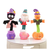 Ours en peluche Botu Danseur d'Halloween, super doux en coton PP, avec fleurs torsadées, chant et lumière, cadeaux dans un sac OPP