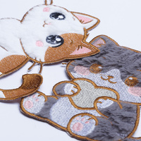 Patch brodé motif chat mignon, applique animale de dessin animé à thermocoller ou à coudre pour vêtements d'enfants, chapeaux, sacs, écologique, personnalisé, vente en gros