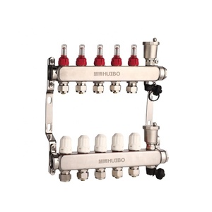 Collettore Idronico Moderno in Acciaio Inox 304 <span class=keywords><strong>a</strong></span> 5 Circuiti 16 Bar ISO 228 con Flussometro, Garanzia 1 Anno, per Sistema di <span class=keywords><strong>Riscaldamento</strong></span> <span class=keywords><strong>a</strong></span> <span class=keywords><strong>Pavimento</strong></span> - Product Image 1