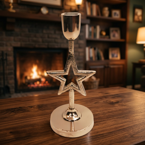Porte-bougie en aluminium en forme d'étoile, portable, fait à la main, écologique, durable, pour la décoration de Noël à la maison - Product Image 2