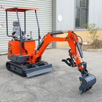 Mini-excavatrice diesel Euro 5 de 1,2 tonne, hydraulique, sur chenilles, pour espaces restreints, jardin et verger, stock européen local