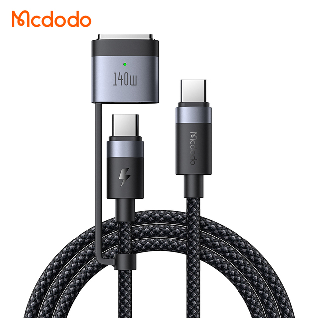 Mcdodo 2 in 1 USB C to Mag 3 Magnetic Charging Cable 140W 2m Nylon Braided for Apple Macbook Pro Air 2023 Type C PD Charger 240W