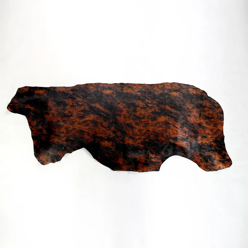 Custom printed leather brindle brown black genuine cow hides