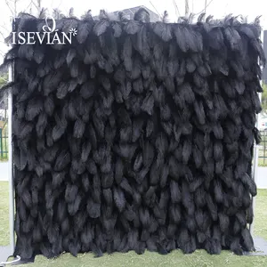 ISEVIAN рулонный черный белый страусиное перо на стену свадебное украшение занавеска тканевый фон