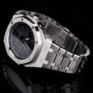 Kit de modification de boîtier de montre circulaire en acier inoxydable personnalisable de luxe 5ème génération avec bracelet en acier et bande en silicone ROYAL BEAR RB-6001 - Product Image 5