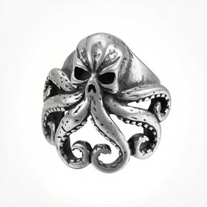 Bagues personnalisées en acier inoxydable vintage style motard, tête d'animal monstre marin, crâne <span class=keywords><strong>de</strong></span> pieuvre, pour hommes et femmes - Product Image 2
