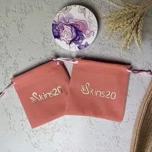 Custom Logo stampato piccola busta patta pacchetto di lusso regalo con inserto in velluto coulisse borsa per gioielli in microfibra