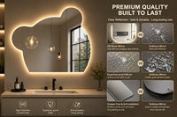Cermin Pintar LED Layar Sentuh untuk Kamar Mandi dengan Lampu Anti Kabut yang Dapat Diredupkan dan Jam Digital