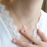 Collar de Moda con Colgante de Acero Inoxidable 316L Chapado en Oro de 18K, Signo de Interrogación con Zirconia, para Mujer