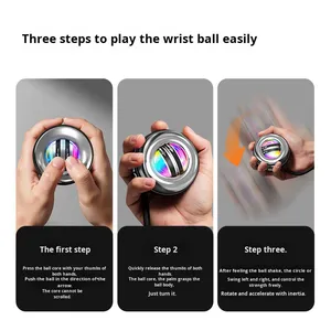 Wholesales Custom Logo Printed Auto Start <b>LED</b> Gyro <b>Ball</b> Wrist Trainer Best Selling Forearm Power Strength Fitness Portable Gym - Product Image 4