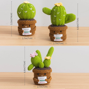 Muñeco de <span class=keywords><strong>cactus</strong></span> de ganchillo hecho a mano con mensaje positivo, tarjeta, girasol, <span class=keywords><strong>corazón</strong></span> y flor en maceta de punto - Product Image 4