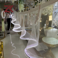 Rideau de mariage ZKAI en forme de S, bande lumineuse LED romantique pour fête de mariage, draperie de plafond pour décoration d'événements