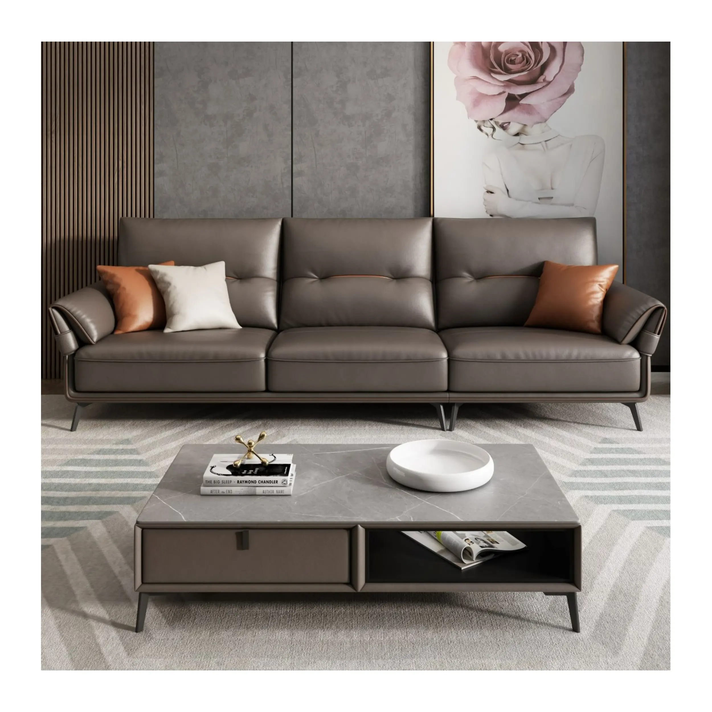 ソファ家具セットモダンソファ2022最新デザインリビングルーム合成皮革
