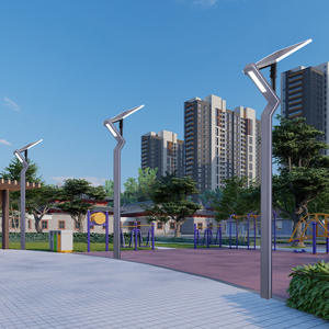 ไฟถนนโซลาร์เซลล์คุณภาพสูง 30w 60w 90w โครงอะลูมิเนียม ไฟสวนเสาสูง ไฟ LED ติดเสาสำหรับตกแต่งภูมิทัศน์ - Product Image 2