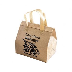 Bolsa de tela no tejida gruesa y portátil con aislamiento térmico sellado con papel de aluminio desechable de grado alimenticio para pastel de leche - Product Image 5