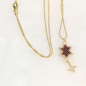 Collana con Ciondolo a Stella Esagonale e Diamante a Quattro Punte, Stile Classico alla Moda, Tessuta a Mano con Miyuki, Personalizzabile, Vendita all'Ingrosso - Product Image 1