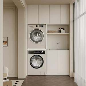 Gabinete de lavandería de balcón personalizado con lavadora incorporada para uso en despensa - Product Image 6