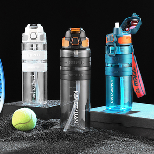 Personalisierbare Outdoor Tritan-Sport-Trinkflasche für Camping, Sport, Fitnessstudio, Kunststoff-Wasserflasche mit Strohhalm - Product Image 6