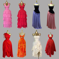 Robe en mousseline, Robe à volants, Robe à bretelles tendance, Robe épaules dénudées, Robe à grande ampleur, Robe en gros