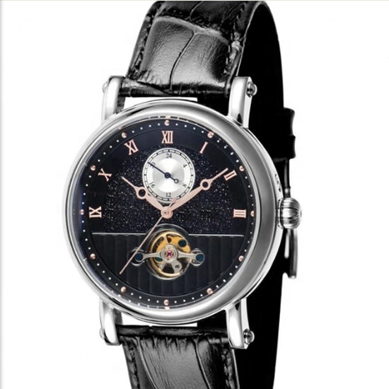 Automatic Men's Skeleton Mechanical Watch Custom Luxury Wristwatch Case Diver Feature Leather/Rubber Band-Direct China Factory
