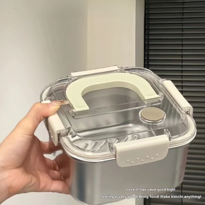 Large Capacity Portable Stainless Steel Multi-Functional Fresh-Keeping <b>Box</b> Steaming Baking <b>Lunch</b> <b>Box</b> Microwavable Plastic Lid - Product Image 2