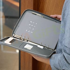 Carpeta de cuero vegana con cremallera para diario, carpeta con <span class=keywords><strong>6</strong></span> anillas, planificador mensual, cubierta de impresión, agenda, portafolio, color negro, <span class=keywords><strong>A5</strong></span> - Product Image 2
