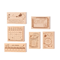 Timbres 1 po Série de boîtes pour chats Timbres Vintage Cat Schedule Planner Daily Memo Wooden Handbook Stamps