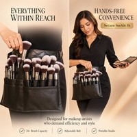 Sac de ceinture professionnel pour pinceaux de maquillage, personnalisable avec logo, vente en gros OEM, en similicuir noir imperméable, pochette organisatrice en vrac