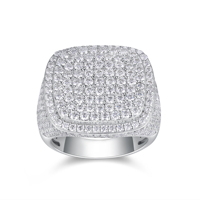 Bague Chevalière Carrée en Argent Sterling 925, Entièrement Pavée de Moissanite VVS, Style Hip Hop, Bijou Tendance, Bagues Turques pour Hommes