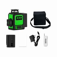 Niveau laser vert 12 lignes pour intérieur et extérieur avec amortissement magnétique, auto-nivellement, batterie au lithium, largeur de ligne de 1 mm