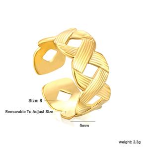 Anillos de Boda Personalizados en Forma de X, Antideslustre, Oro 18k, Acero Inoxidable para Pareja, Diseño Cruzado Multirrayas, Anillos Abiertos Ajustables - Product Image 2