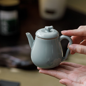 Guanlan Sky Blue Ru Kiln Ceramic Teapot Round With Lid Home Use Kung Fu <b>Tea</b> <b>Set</b> - Product Image 1