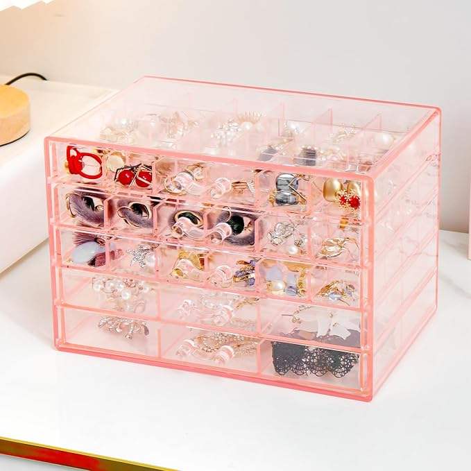 Transparent Acrylic 5-drawer Jewelry Organizer Makeup Storage
