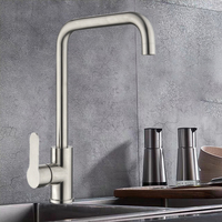 Robinet de lavabo de salle de bain contemporain YKF-6821 en acier inoxydable 304, à poignée unique, rotatif, nickel poli, avec douchette extractible semi-professionnelle