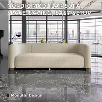 Nordisches Design Dreisitzer-Stoffsofa Rahmenlos Ohne Gestell Gesteppt Umweltfreundlich Platzsparend Modulares Sofa Wohnzimmer