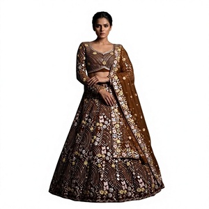 Lehenga Choli en soie rose brodée, longueur au sol, tenue de mariage traditionnelle pour femmes, style Inde Pakistan - Product Image 1
