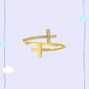 S925スターリングシルバーミニマリストミドルフィンガーリングファッションジュエリー女性ダブルクロスオープンリング - Product Image 6