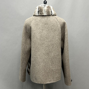Manteau d'Hiver en Laine pour <span class=keywords><strong>Femme</strong></span>, Doux et Chaud, Véritable Fourrure de Lapin Rex, Blouson en Laine Élégant Décontracté - Product Image 3