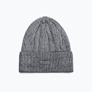 Bonnet tricoté unisexe gris uni avec revers côtelé, bonnet d'hiver décontracté et chaud, fait main en acrylique, taille adulte 56-58CM - Product Image 1