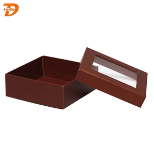 Tái chế thân thiện với môi tùy chỉnh trang trí cứng nhắc sọc Kraft Hộp quà tặng giấy với cửa sổ rõ ràng - Product Image 6