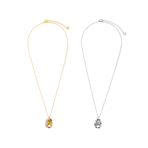 Collier pendentif M en acier inoxydable plaqué or et argent avec zircon cubique, chaîne serpent classique, unisexe, à porter au quotidien - Product Image 2