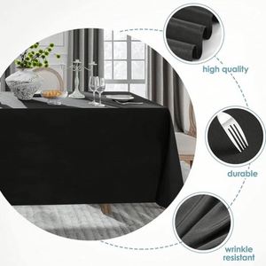 Nappe rectangulaire beige 60 x 102 pouces, lavable, style ferme, en polyester imitation toile de jute, pour publicité et mariages - Product Image 4