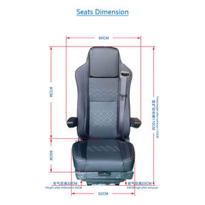 مقعد سائق جديد للحافلات أو الشاحنات، متعدد الوظائف وقابل لتعديل الارتفاع بنظام تعليق هوائي، يعمل بجهد 12 فولت تيار مستمر - Product Image 5