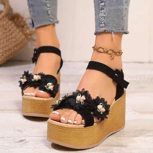 Women Platform Summer New Floral Thick Sole Wedge <b>Sandals</b> Beach <b>Sandals</b> - Product Image 1