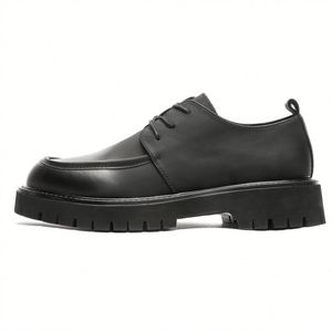 <b>Dress</b> Shoes for <b>Men</b> British Style Casual Formal Slip-On Autumn with Thick Soles Korean Version Black Leather Oxfords - Product Image 5