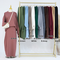 Ensembles musulmans d'hiver pour femmes du Moyen-Orient, tenue modeste en 2 pièces, sweat-shirt en tricot épais, haut et jupe, costume islamique, tenue abaya
