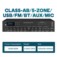 XIDLY-5 Zone 350W Tuner audio PA et amplificateur DAB avec prise en charge USB/BT, sirène de sonnerie, garantie de 3 ans