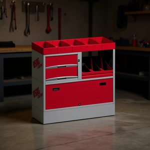 Armoire de rangement d'outils EF5 en acier rouge, organisateur d'atelier avec tiroirs et portes pour garage - Product Image 3